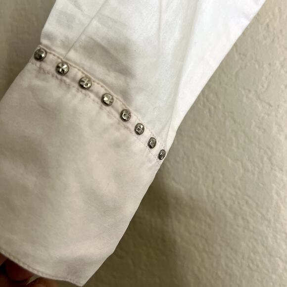 Chloé Studded Shirt Dress Poudre Ivory-Blush EU 36 US 2/4 Midi Made in France - Picture 8 of 10